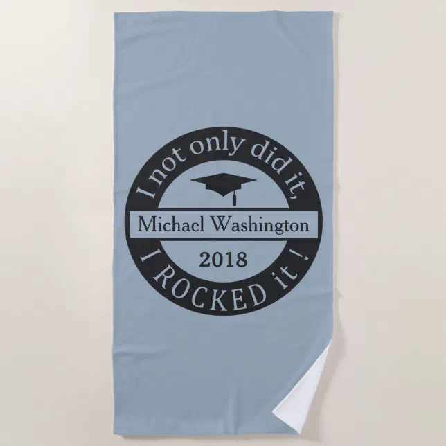 Graduation custom name & year beach towel Zazzle