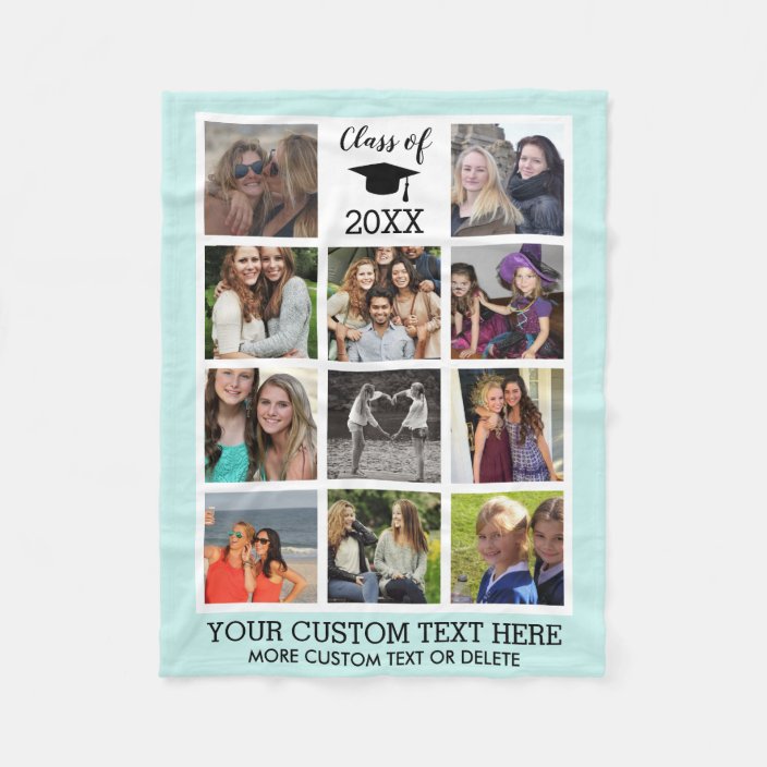 Graduation Custom Photo Collage Class of Memory Fleece Blanket