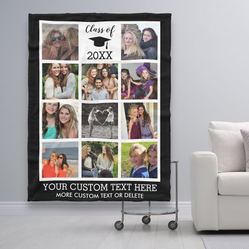 Graduation Custom Photo Collage Class of Memory Fleece Blanket