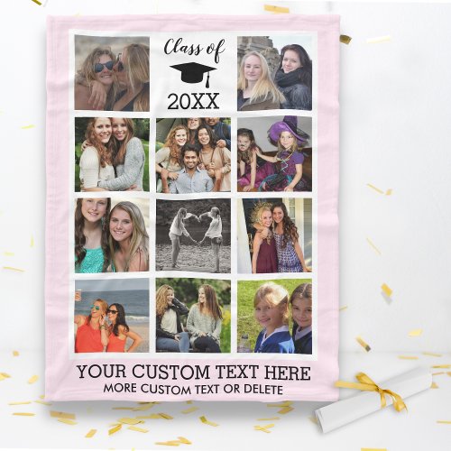 Graduation Custom Photo Collage Class of Memory Fleece Blanket