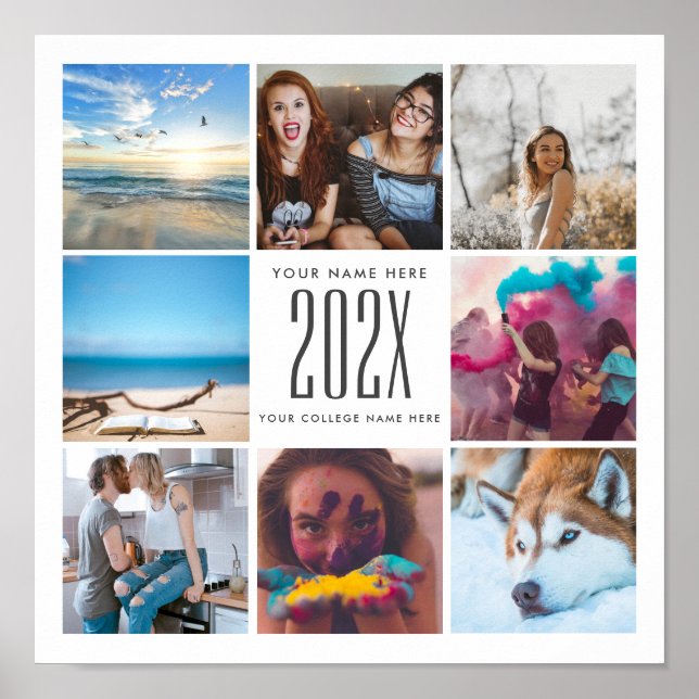 Graduation Custom Photo Collage Gift Poster (Front)