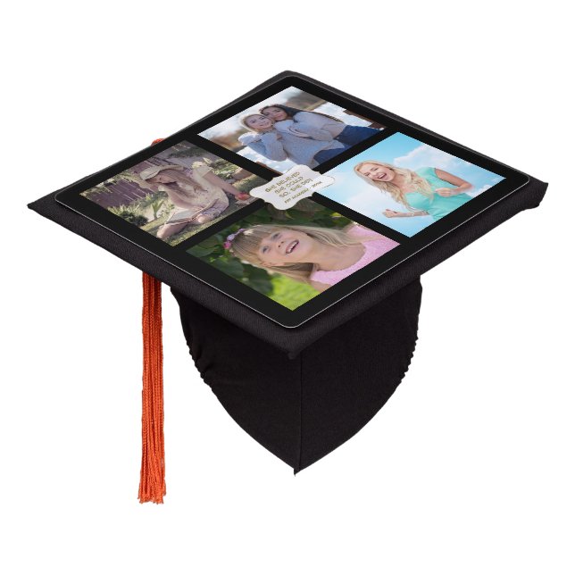 Graduation Custom Photo Collage Quote Cap Topper (Angled)