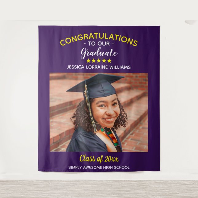 Graduation Custom Photo Congratulations Graduate Tapestry (Front)