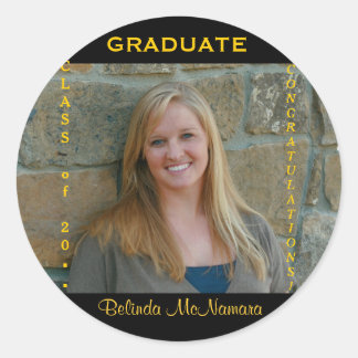 Graduation Custom Photo Gold Round 20▪▪ Classic Round Sticker