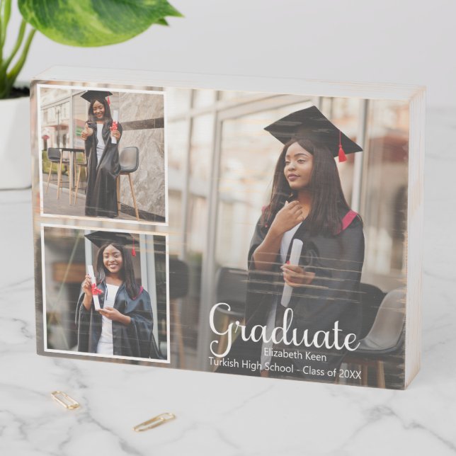 Graduation Custom Photo  Wooden Box Sign (In Situ Horizontal)