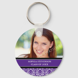 Graduation Custom Year Photo Keychains Purple
