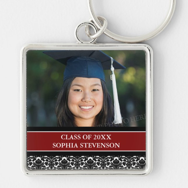 Graduation Custom Year Photo Keychains Red (Front)