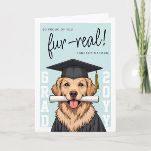 Graduation Cute Golden Retriever Custom Photo Card
