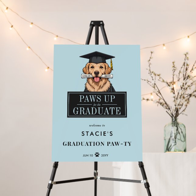Graduation Cute Golden Retriever Dog Welcome Sign (In Situ (Stand))
