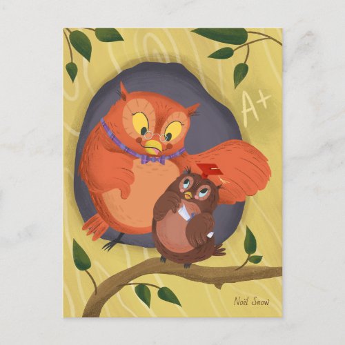 Graduation Cute Owl Red Hat Blank Postcard