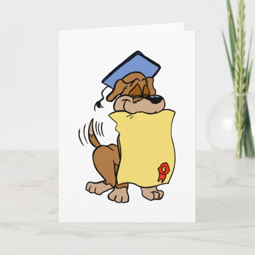 Graduation Cute Puppy Dog Holds Diploma Blank Card