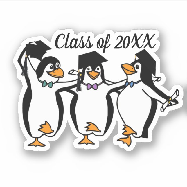 Graduation Dancing Penguins Sticker (Front)