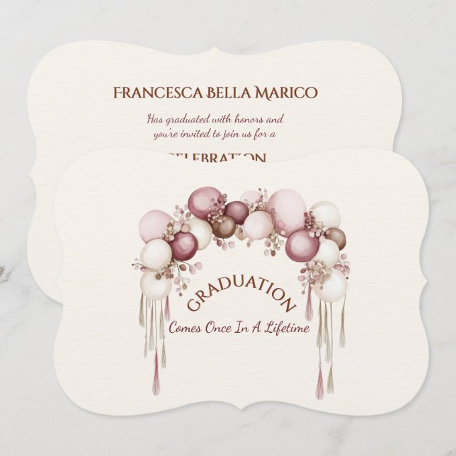 Graduation Daughter Balloons Invitation (Front/Back)