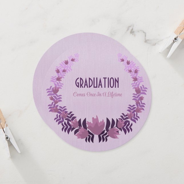 Graduation Daughter Purple Floral Invitation (Front/Back In Situ)