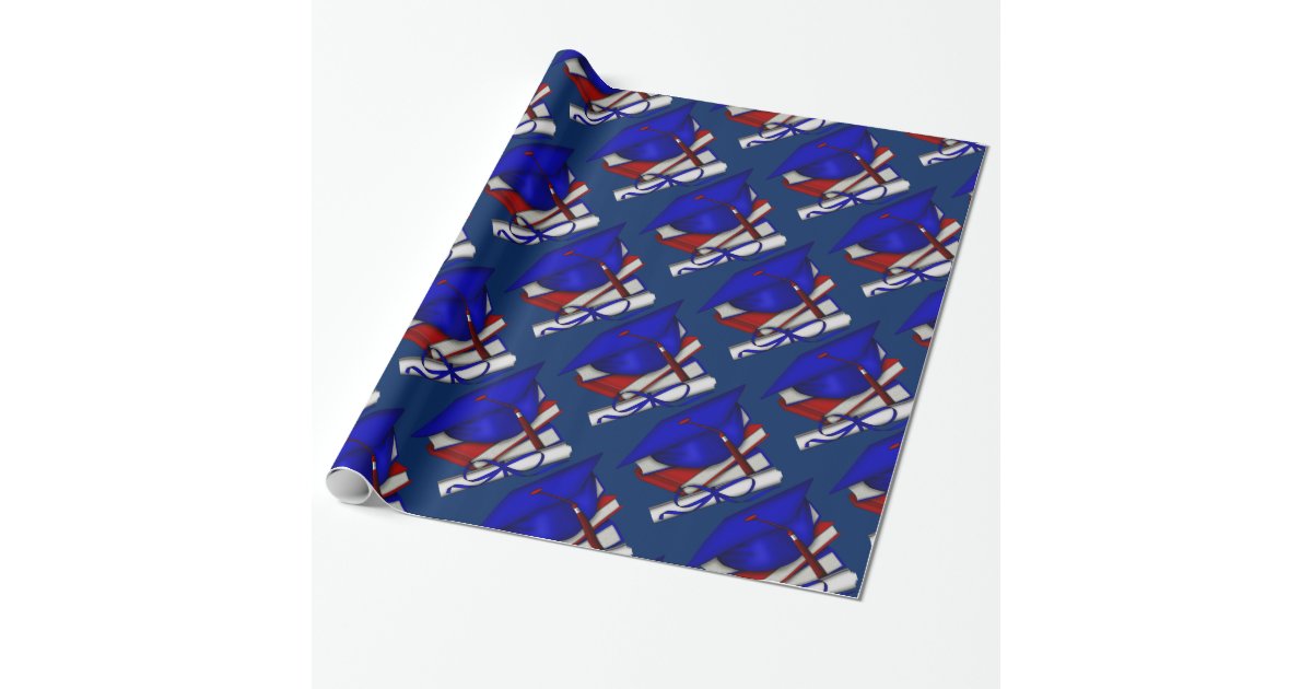 Graduation Day Cap Books & Diploma Wrapping Paper | Zazzle