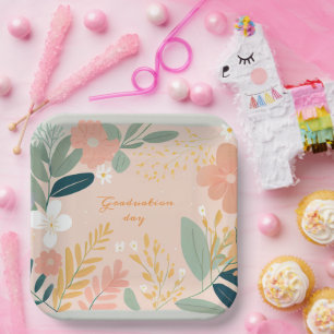 Graduation Day,  Flower  Floral Bouquet Paper Plates