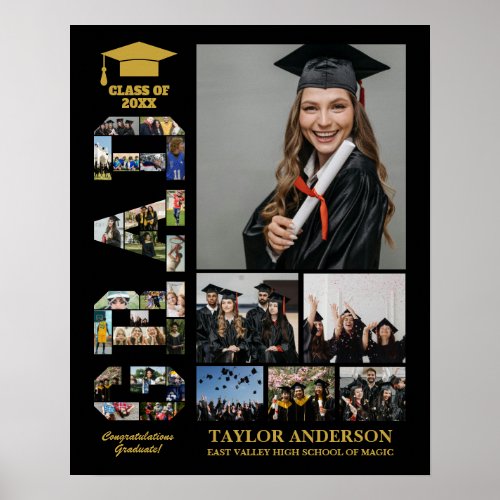Graduation Day Grad Class Senior DIY Photo Collage Poster
