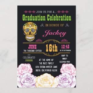 Graduation Day of the Dead Sugar Skull Invitation