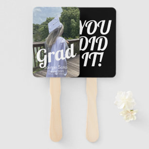 Graduation Day Photo Bold Announcement White Hand Fan