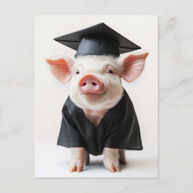 Graduation Day Piggy Style Invitation Postcard (Front)