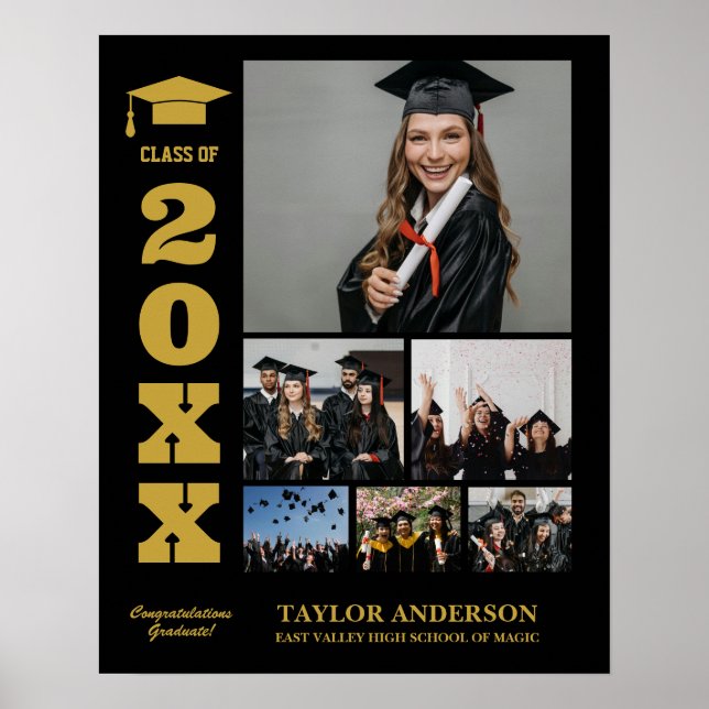 Graduation Day Senior Year Class Photo Collage Poster (Front)