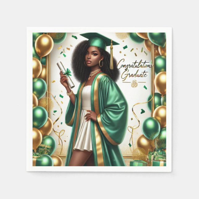 Graduation Decor - Emerald Napkins (Front)