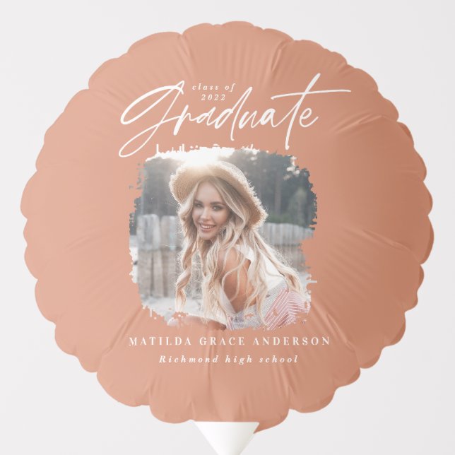 Graduation decor script modern terracotta elegant balloon (Front)