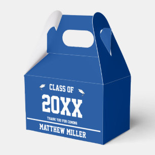 Graduation Deep Blue White Thank You for Coming Favor Boxes