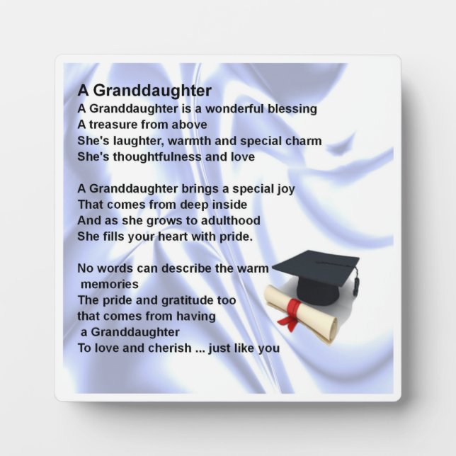 Graduation  Design Granddaughter Poem Plaque (Front)