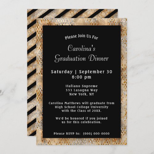 Graduation Dinner Black Graduation Invitation