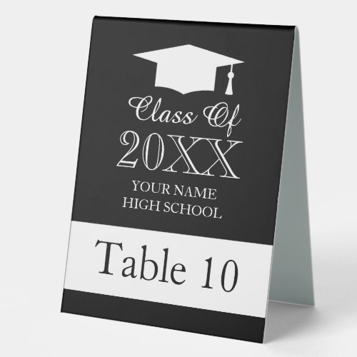 Graduation dinner party table number tent signs