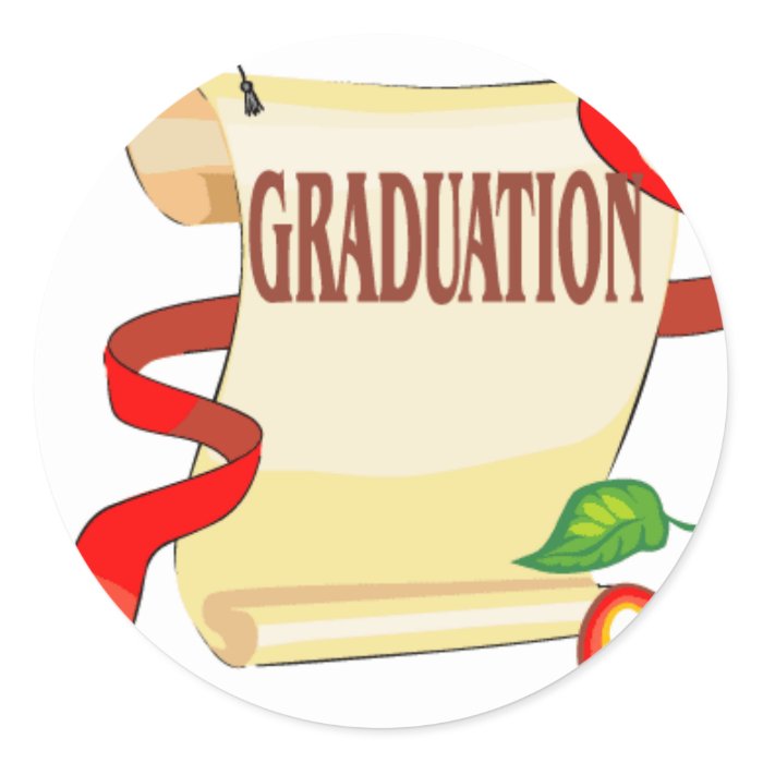 GRADUATION DIPLOMA CARTOON SCHOOL GOAL DONE STICKER