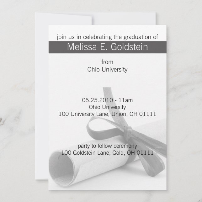 Graduation Diploma Graduation Invitations (Front)