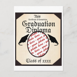 Graduation Diploma Photo Frame Announcement Postcard