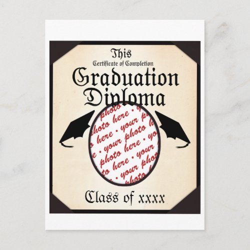 Graduation Diploma Photo Frame Announcement Postcard