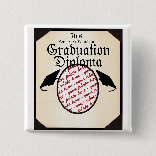 Graduation Diploma Photo Frame Button (Front)