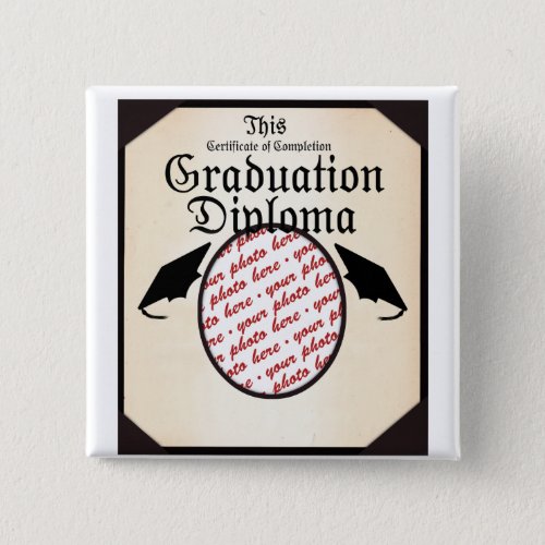 Graduation Diploma Photo Frame Button