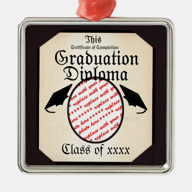Graduation Diploma Photo Frame Metal Ornament (Front)