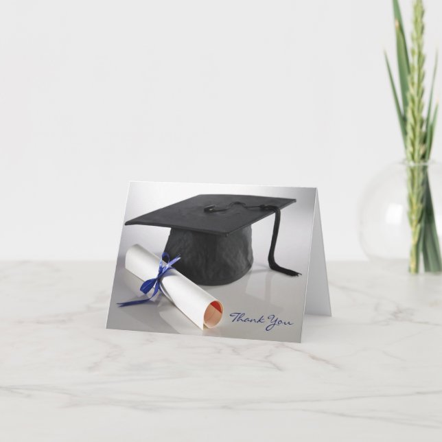 Graduation Diploma Photo Thank-You Card (Front)
