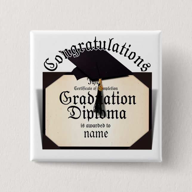 Graduation Diploma Pinback Button (Front)