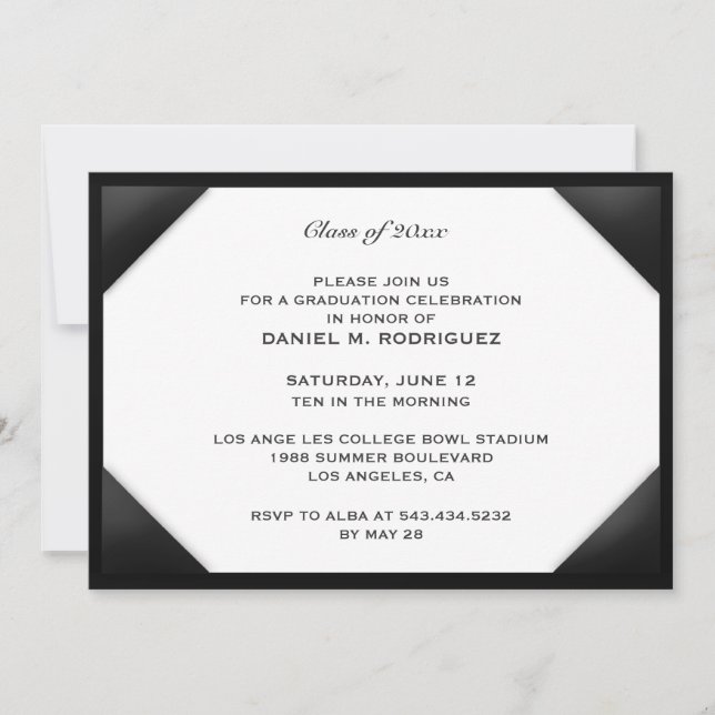 Graduation Diploma Theme Flat Invitation (Front)