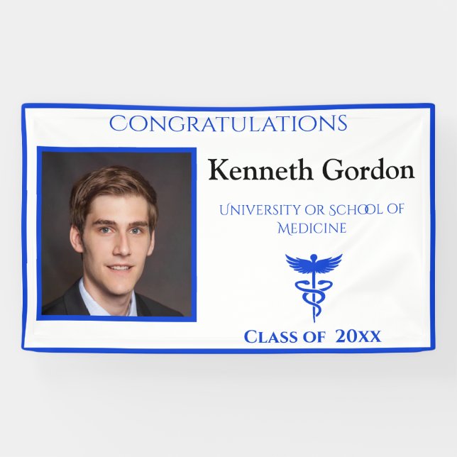 Graduation Doctor Caduceus Purple NYU University Banner (Horizontal)