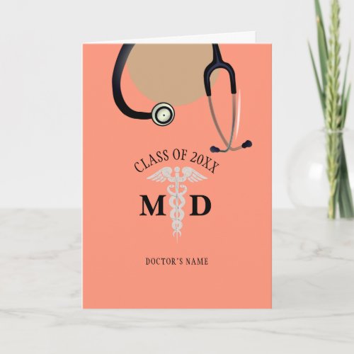 Graduation Doctor Modern Scrub Top Personalized Card