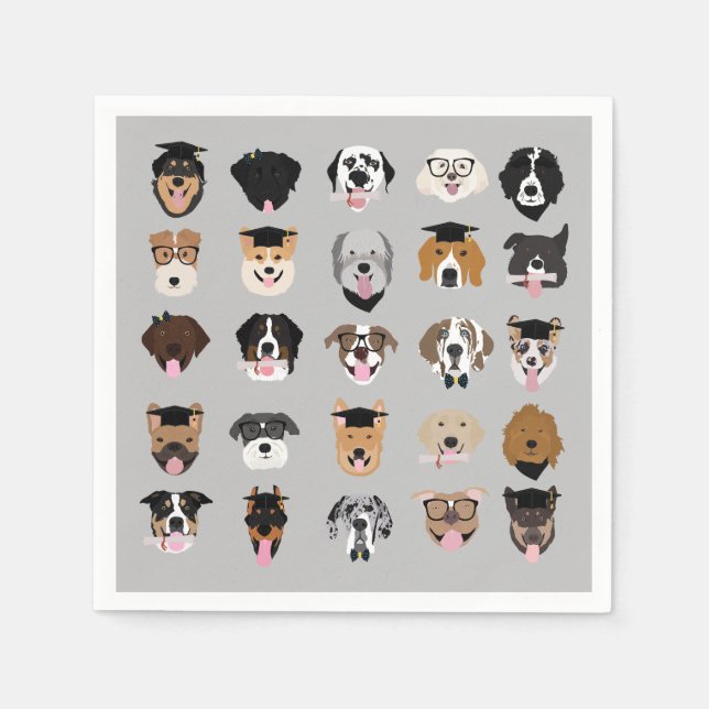 Graduation Dog Face Napkins (Front)