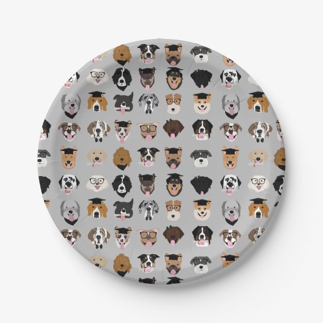 Graduation Dog Face Paper Plates (Front)