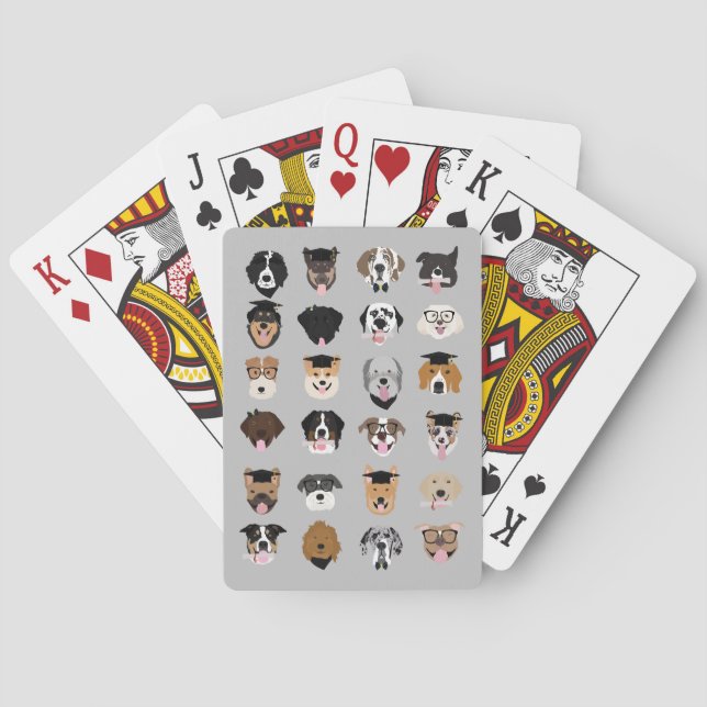 Graduation Dog Face Poker Cards (Back)