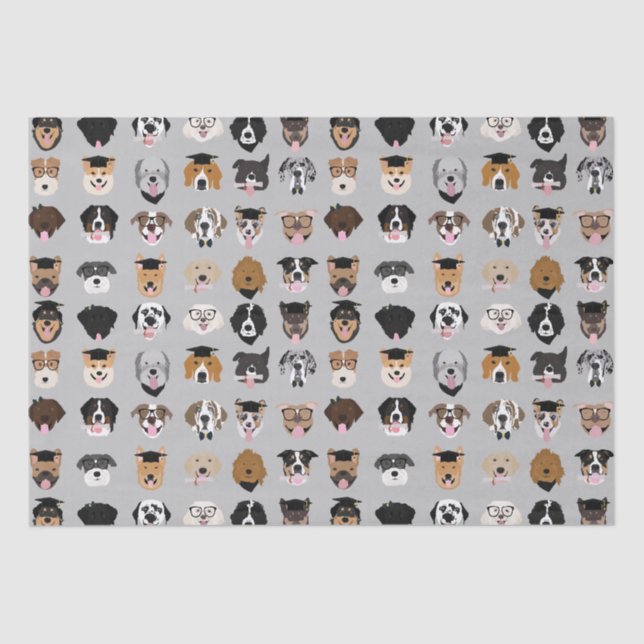 Graduation Dog Face  Tissue Paper (Front)
