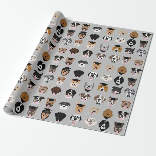 Graduation Dog Face Wrapping Paper