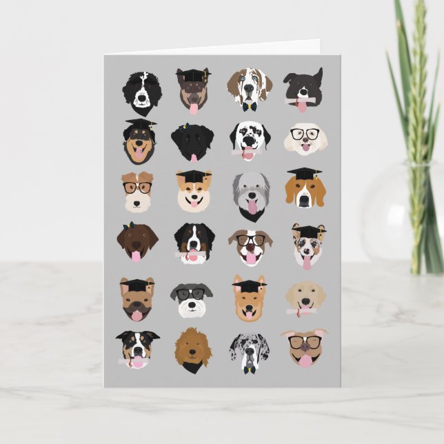 Graduation Dog Faces Card (Front)