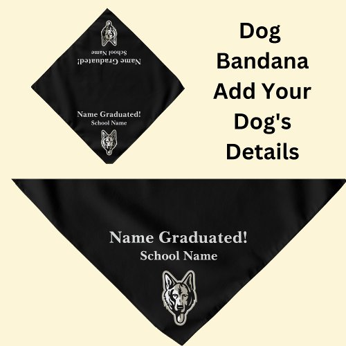 Graduation Dog or Owner German Shepherd on Black  Bandana